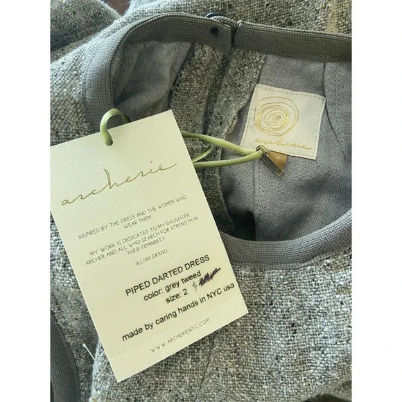 NWT Archerie NY Fit Flare Dress Piped Darted Tweed Gray Size 2 New - Picture 4 of 5